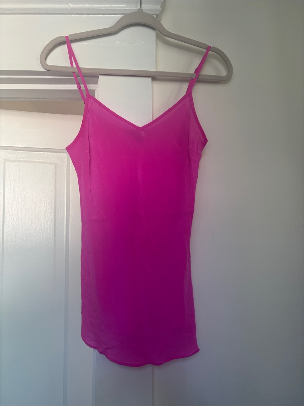 J. Crew Bright Pink Silk-Look V-Neck Cami